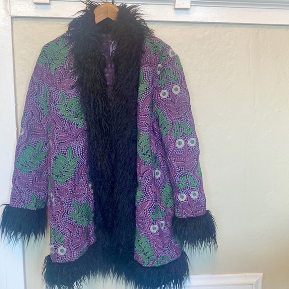 NEW Anna Sui x Free People Jacquard Faux Fur Jacket NWT - Picture 2 of 16